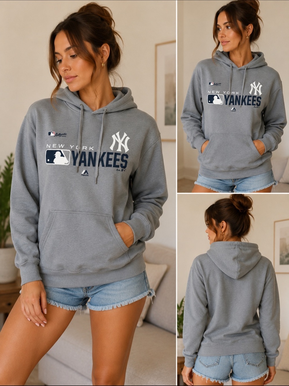 New York Yankees Gray Logo Hoodie